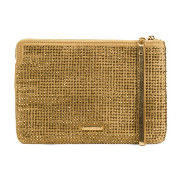 REBECCA MINKOFF Fabric Crystal Studded Large Wristlet